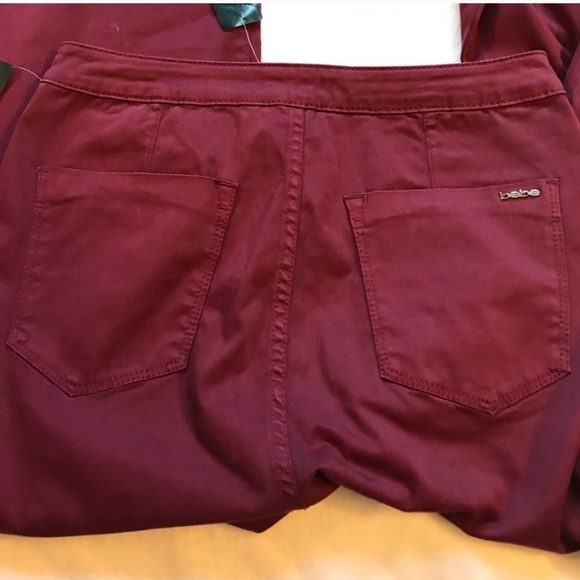 BEBE Clean Sateen Flare Maroon Trousers Women's Size 29 NEW - Picture 4 of 9